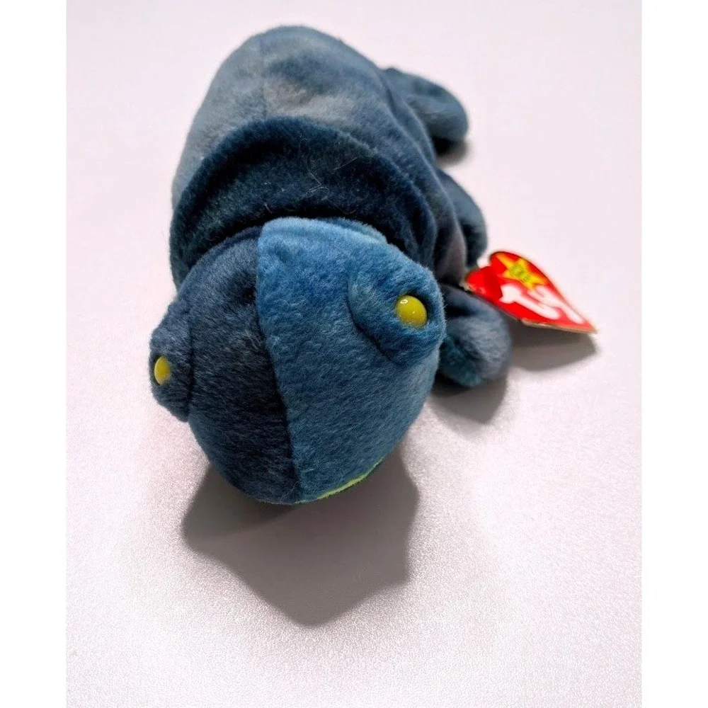Plush Toy Ty Beanie Babies Small Blue Rainbow the Chameleon 1997 Collectible